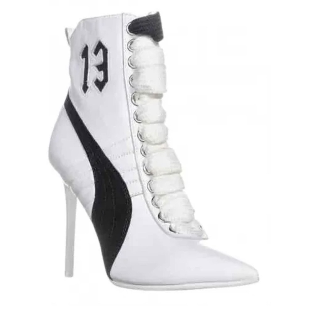 Stylish White and Black Ankle Booties